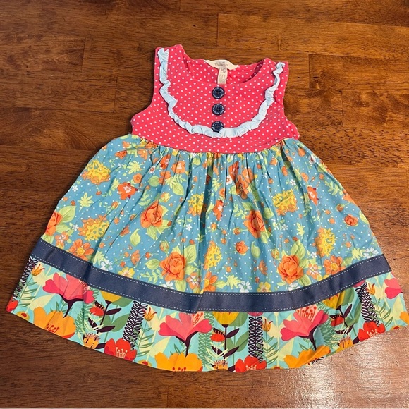 Matilda Jane Other - Matilda Jane Pink blue floral polka dot dress size 2